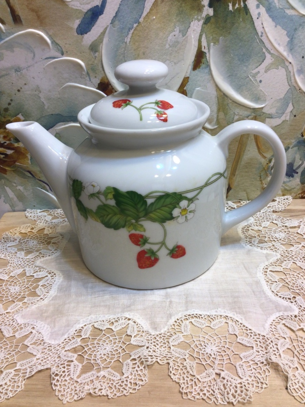 Vintage 1970s Strawberry Teapot Made in Japan Retro Cottagecore Wild Strawberry